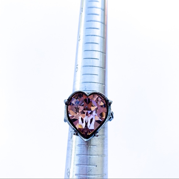 One Love Iced Pink Swarovski Heart Ring - Picture 2 of 6